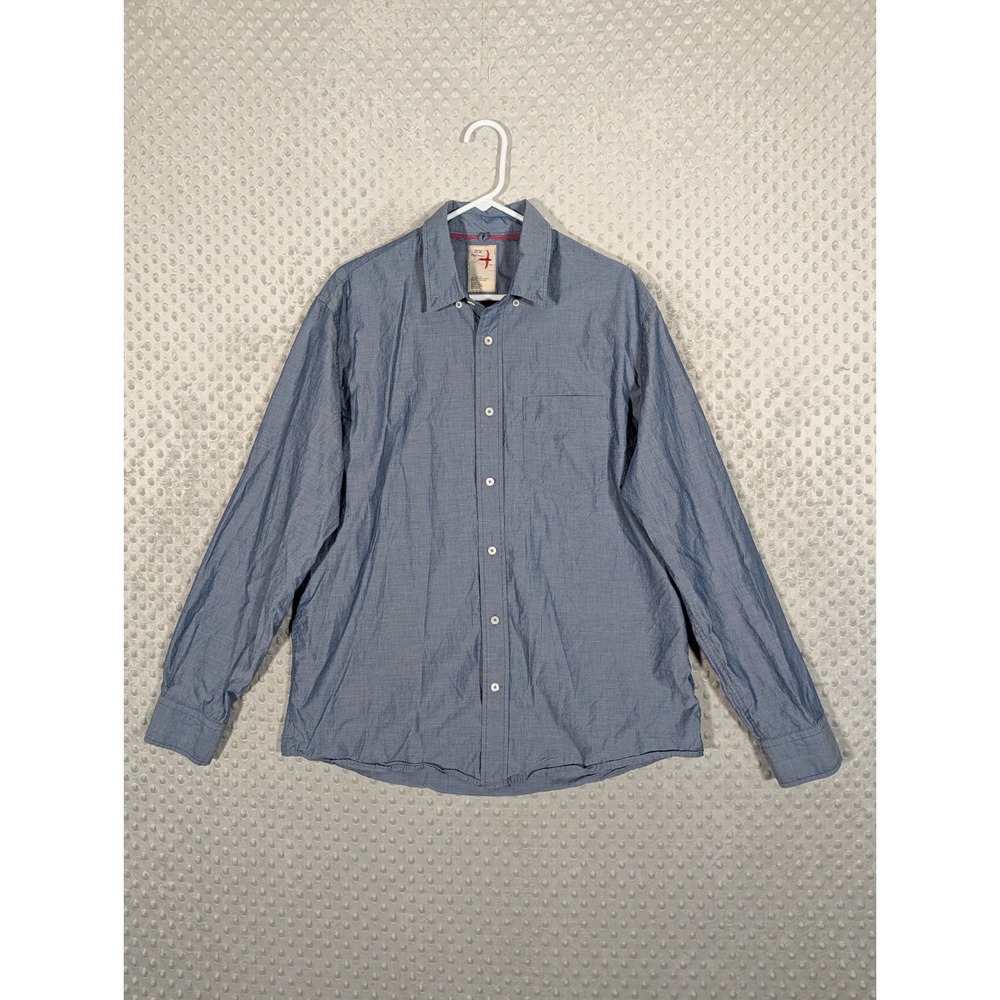 Relwen Shirt Men's 2XL Long Sleeve Button Down Blue Cotton Oxford Huckberry